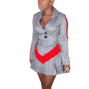 Women 2 Pieces Plaid Suits Crop Top Blazer and Pants/Skirts 2 Piece Outfits Autumn Office Ladies Suits Set Classy Streetwear