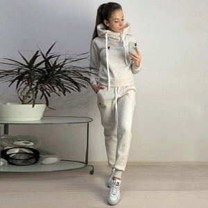 2019women's clothing in autumn and winter new fleece fashion leisure sports suit hooded sweater sportswear women's two-piece set