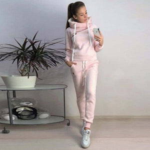 2019women's clothing in autumn and winter new fleece fashion leisure sports suit hooded sweater sportswear women's two-piece set