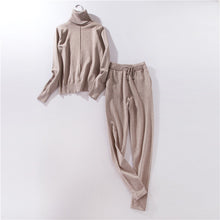 Load image into Gallery viewer, FORERUN Women Two Piece Sweater Outfit Turtleneck Sweater Knitted Pullover and Knitted Pants 2 Piece Autumn Suits and Set